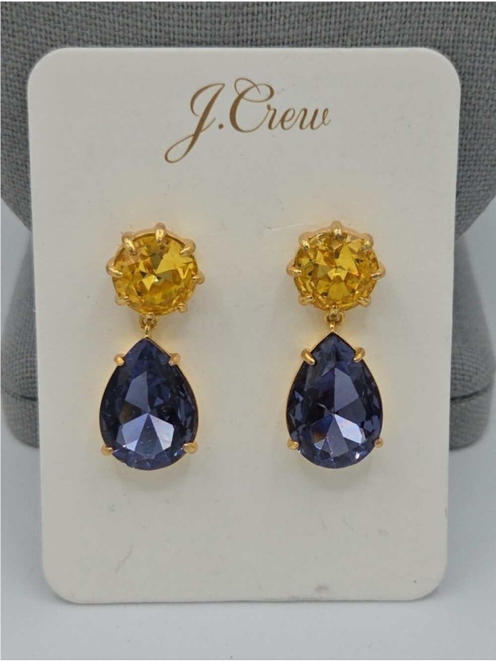 J. Crew Gold Tone Yellow and Purple Teardrop Earrings
